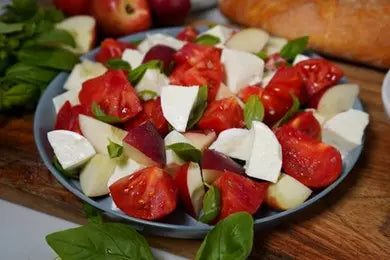 Picture of caprese salad on a dish