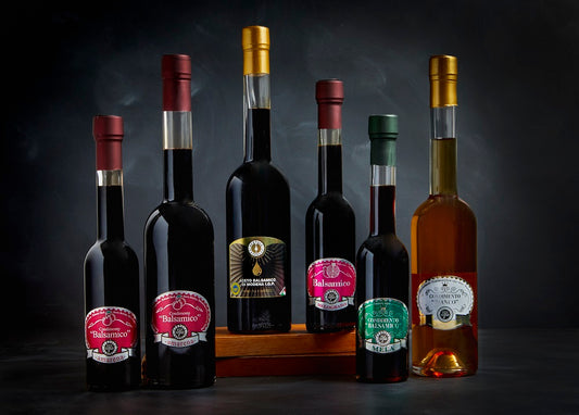 picture of bottles of balsamic vinegar on a table