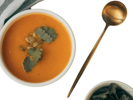 Pumpkin and Sweet Potato Soup with Cilantro