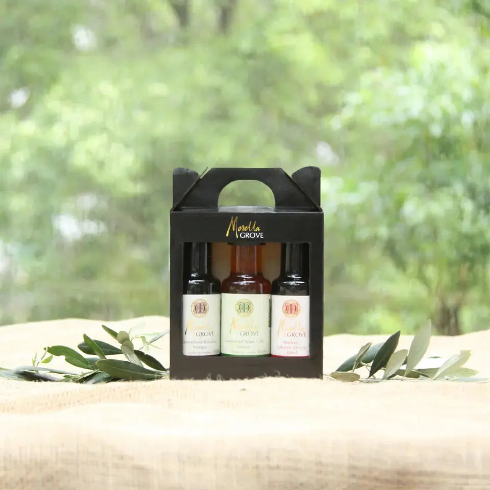 Caramelised Balsamic Vinegar + Extra Virgin Olive Oil + Caramelised Apple Vinegar - 100ml Gift Pack 3x100ml Morella Grove