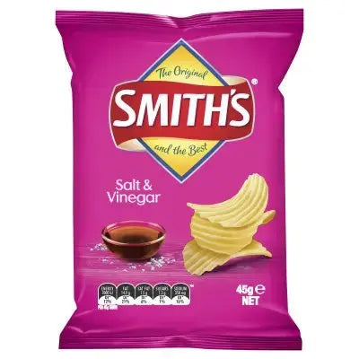 Crinkle Cut Salt and Vinegar Chips 45Gm 18 Pack Smiths