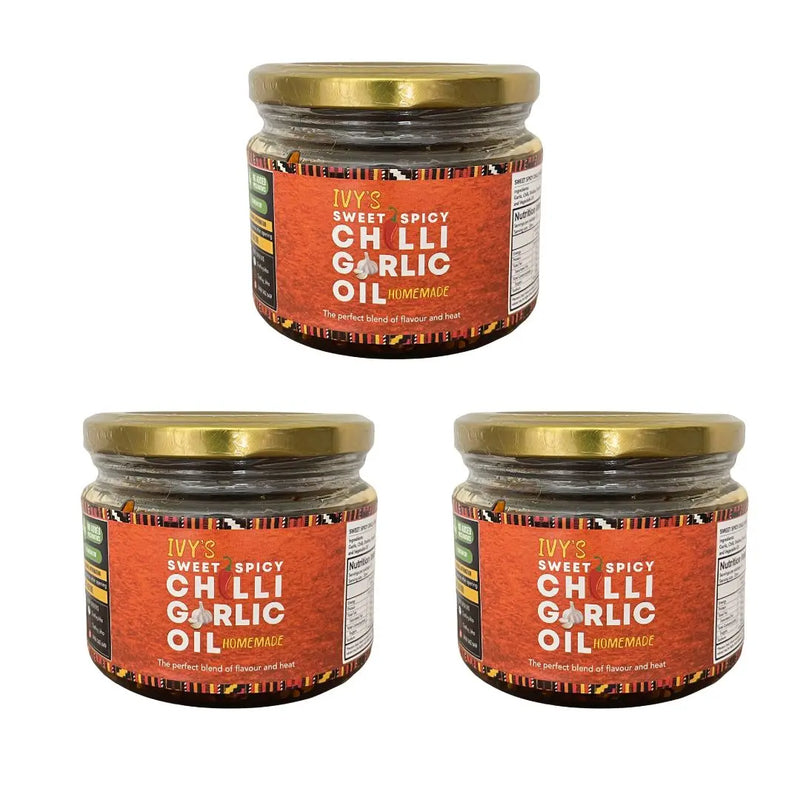 Sweet Spicy Chilli Garlic Oil Ivy’s Homemade 3x300ml V GF NF - petitstresors
