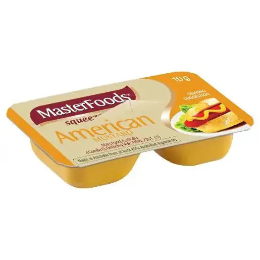 MasterFoods Squeeze-On American Mustard | 100 x 10g Portions MasterFoods