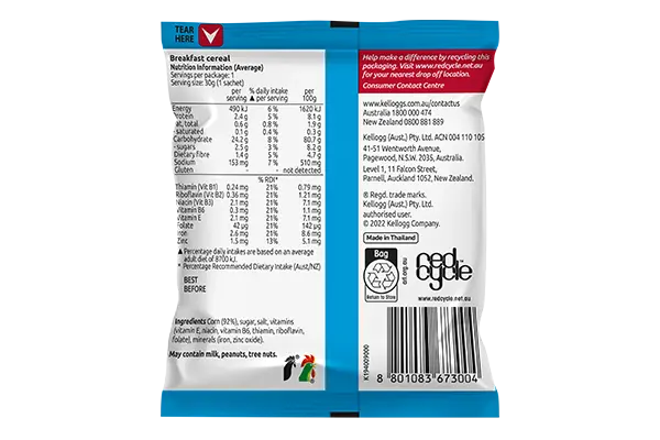 Kellogg’s Cornflakes Gluten Free Sachets 30gm Kelloggs