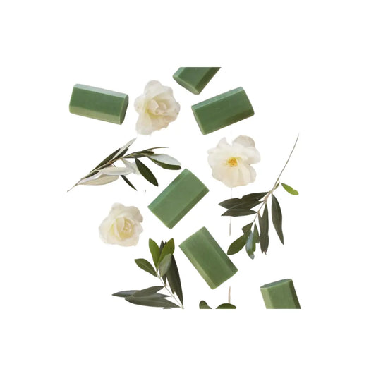 picture of olive leaves and soap