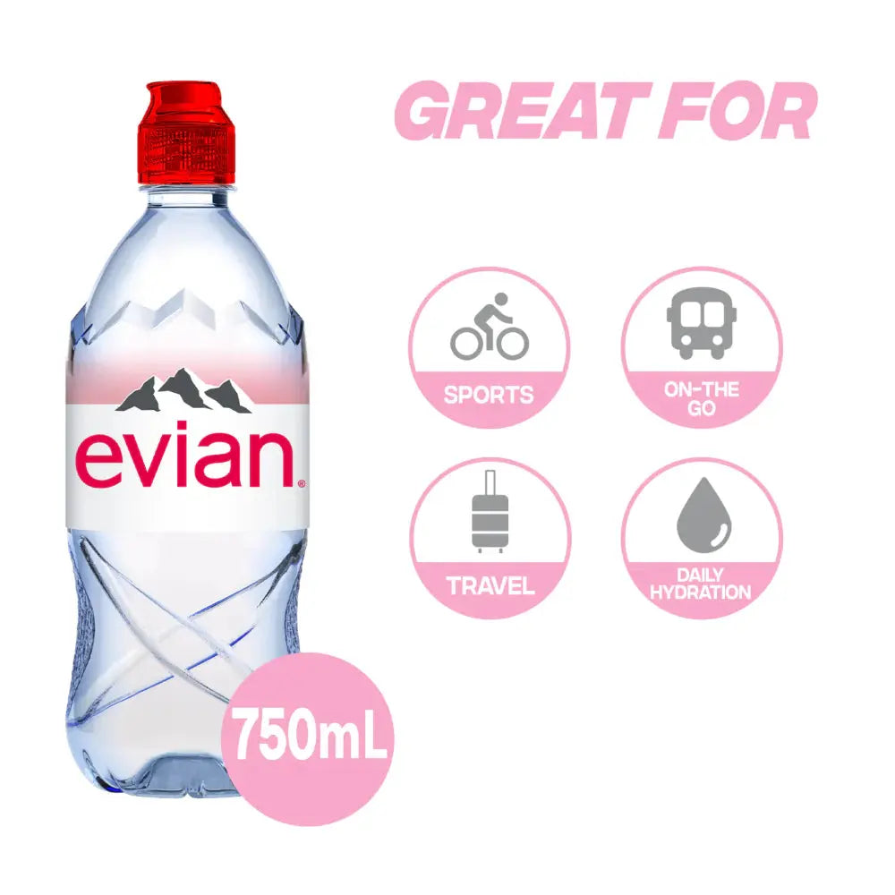 Evian Water| Natural Spring Water | 750ml Bottle Evian