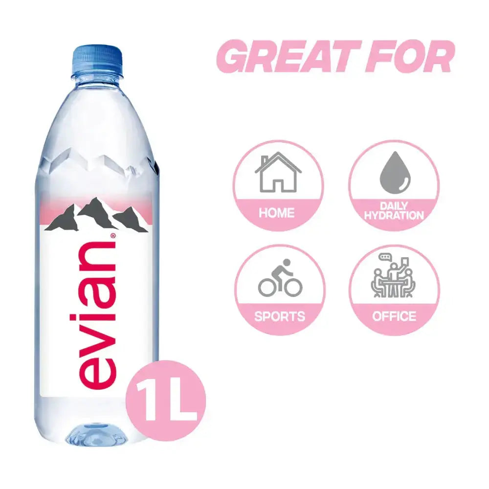 Evian Natural Spring Water - 1L Bottle Evian