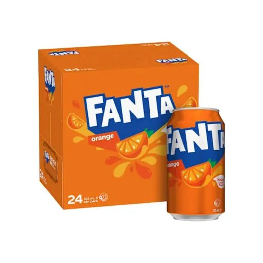 Fanta Orange Soft Drink Cans 375ml 24 Pack Coca Cola