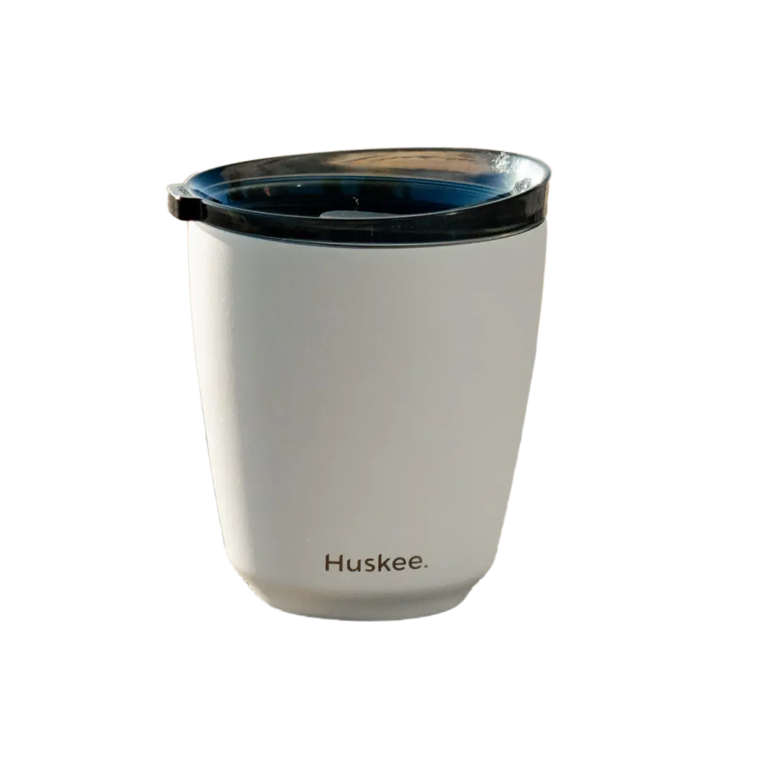 Huskee Cup | Steel Cup & Lid 8oz/236ml White - petitstresors