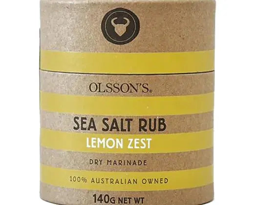 Olssons Lemon Zest Sea Salt Rub 140g | Dry Marinade | Kraft Canister - petitstresors