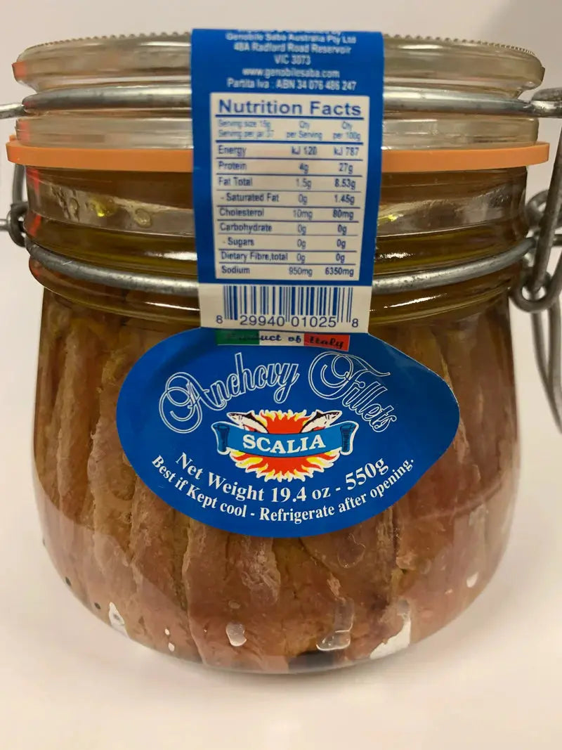 Scalia Anchovy Fillets Jars | EV Olive Oil