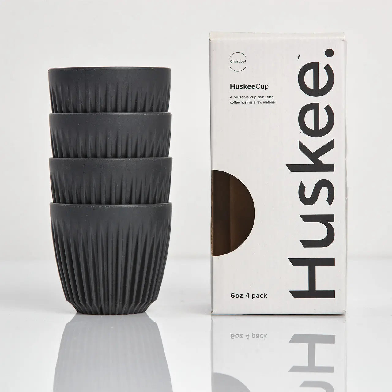 Huskee Cup | Reusable Cups 4 Pack 6oz/177ml Charcoal - petitstresors