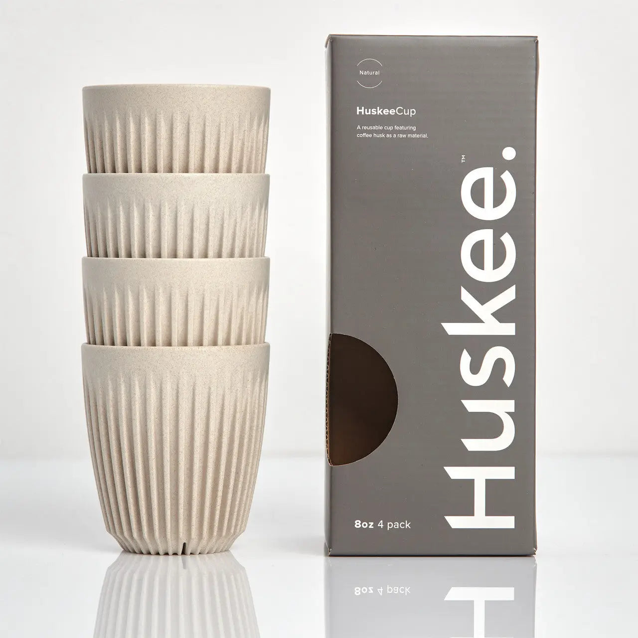 Huskee Cup | Reusable Cups 4 Pack 8oz/236ml Natural - petitstresors